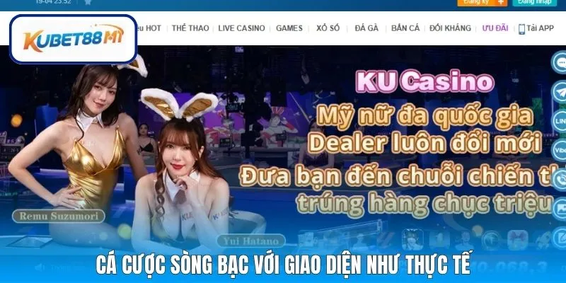 Cá cược sòng bạc với giao diện như thực tế